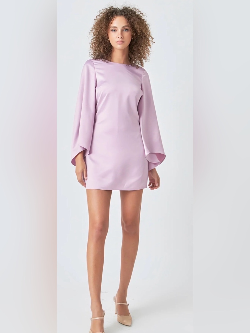 Endless Rose Lilac Satin Flared Sleeve Dress